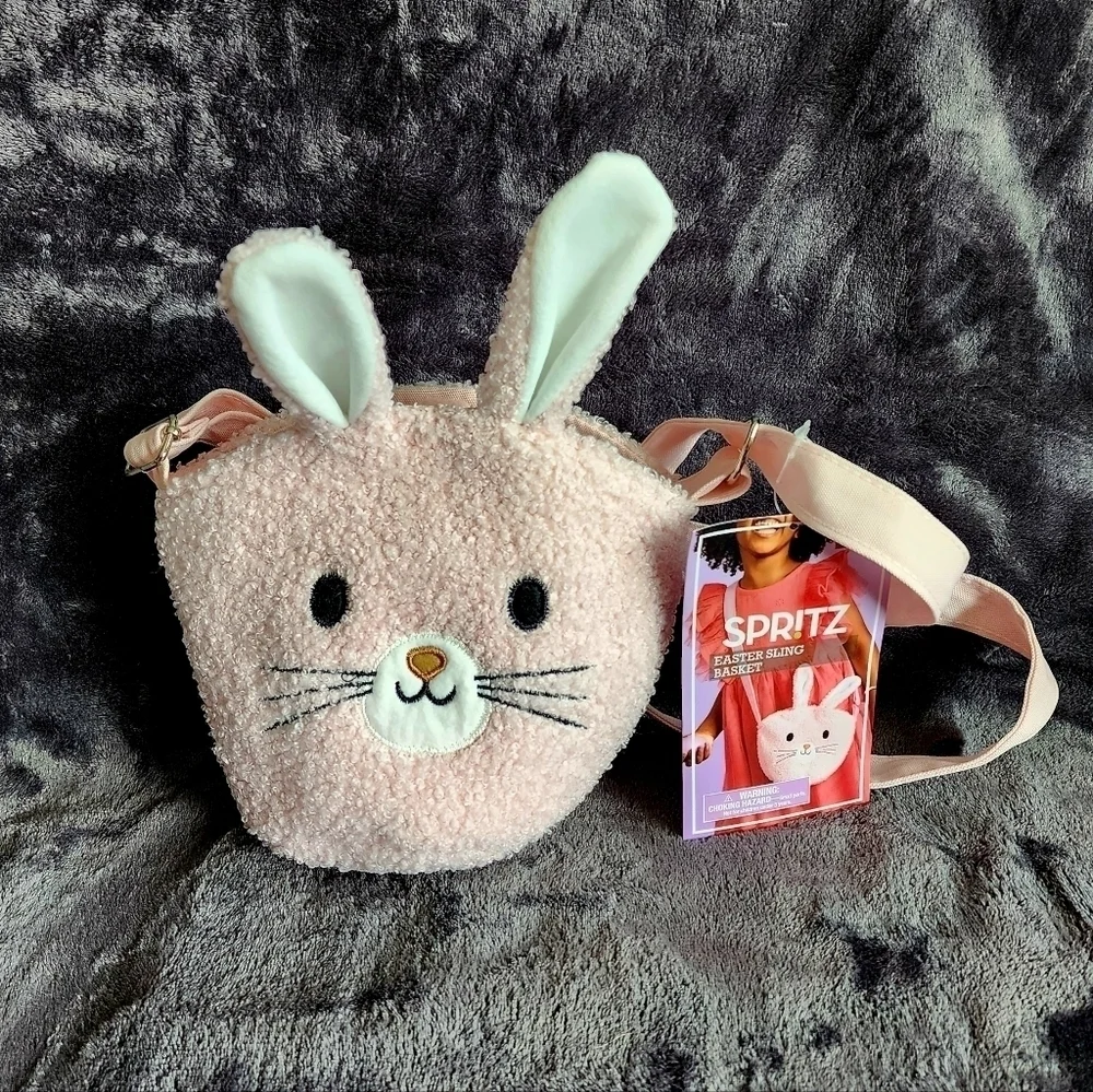 New kid girl's Easter Crossbody Terry Fabric pink / brown Bag